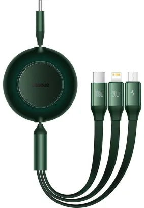 BASEUS kabel Typ C do Micro/Lighting/Typ C 3w1 Bright Mirror 2 Power Delivery 100W 1.1m zielony CAMJ010206