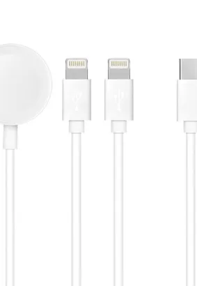 Kabel Typ C 3w1 do iPhone Lightning 8-pin + iPhone Lightning 8-pin + Apple Watch 3W 1A C3168 biały