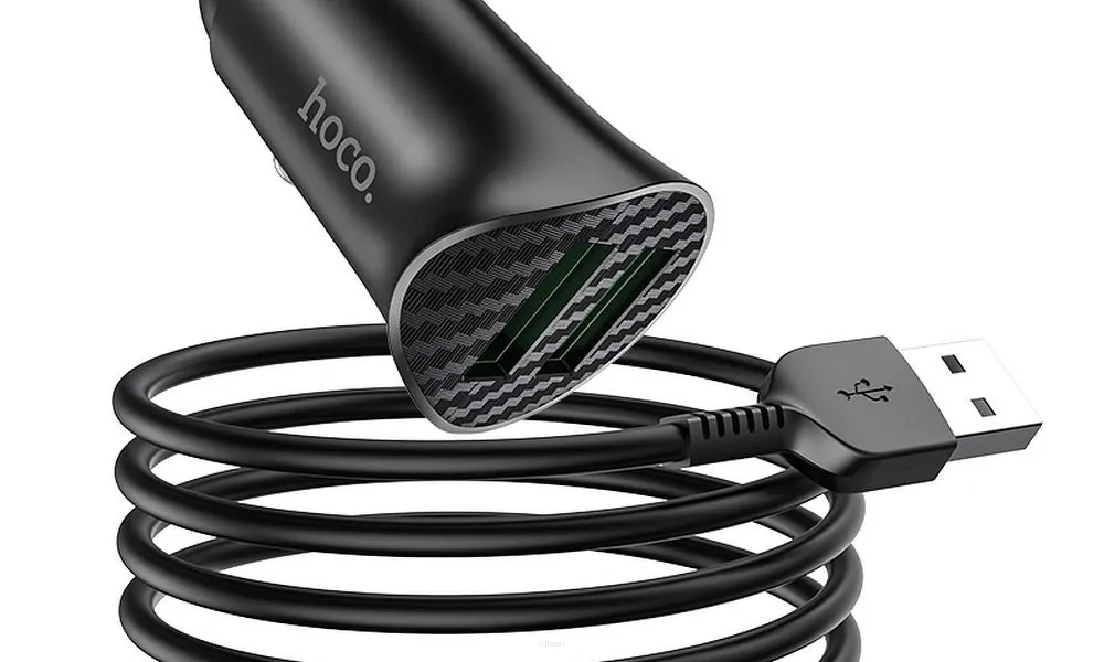 HOCO ładowarka samochodowa 2 x USB QC 3.0 18W + kabel Micro USB Farsighted Z39 czarna