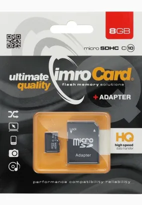 Karta Pamięci IMRO microSD 8GB CLASS 10 UHS I 100MB/s z adapterem SD