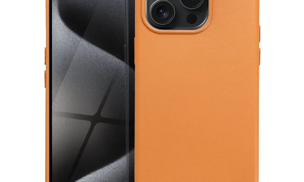 Leather Mag Cover kompatybilne z MagSafe do IPHONE 15 PRO pomarańczowy
