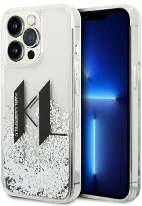 Oryginalne Etui KARL LAGERFELD Hardcase KLHCP14XLBKLCS do iPhone 14 PRO MAX (Liguid Glitter Big KL Logo / srebrny)