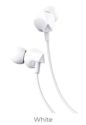 HOCO zestaw słuchawkowy / słuchawki dokanałowe jack 3,5mm z mikrofonem M60 białe
