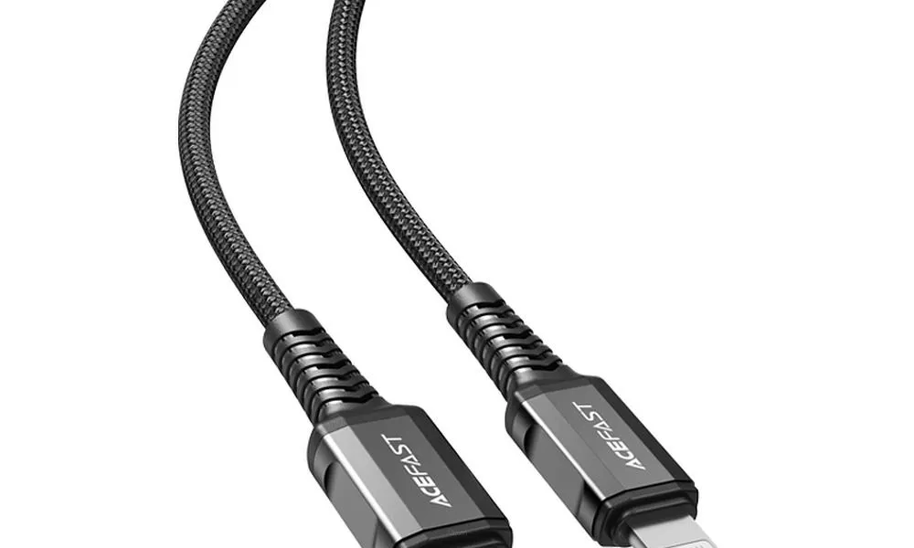 ACEFAST kabel Typ C do iPhone Lightning 8-pin MFi 3A PD30W ze stopu aluminium C1-01 1,2 m czarny