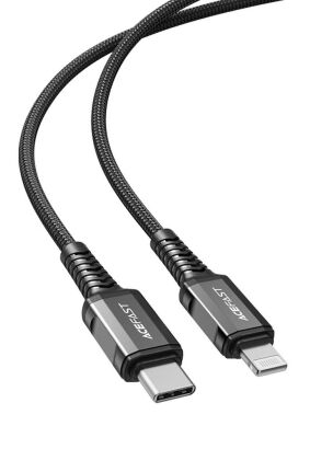 ACEFAST kabel Typ C do iPhone Lightning 8-pin MFi 3A PD30W ze stopu aluminium C1-01 1,2 m czarny