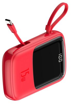 Bateria zewnętrzna (POWER BANK) BASEUS QPow - 10 000mAh LCD Quick Charge PD 15W z kablem do Typ C czerwony PPQD-A09
