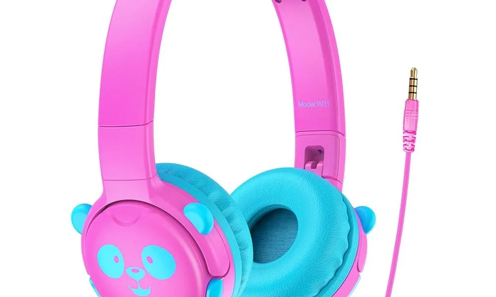 HOCO zestaw słuchawkowy / słuchawki nagłowne dla dzieci Jack 3,5mm W31 różowe