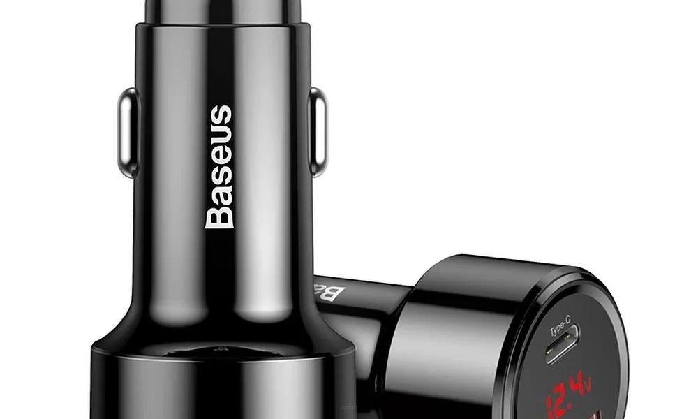 BASEUS ładowarka samochodowa MAGIC SERIES z LCD USB + USB QC PD 45W czarna CCMLC20C-01