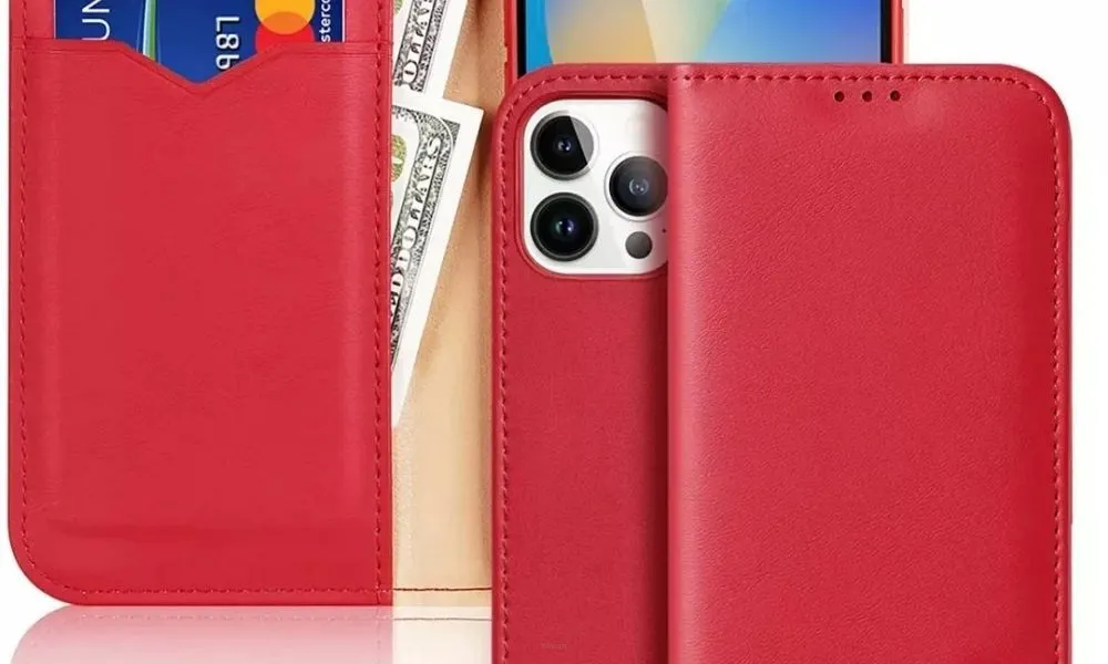 DUX DUCIS Hivo - skórzane etui portfelik do Apple iPhone 15 Pro Max czerwone