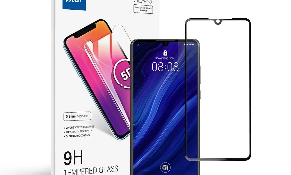 Szkło hartowane Blue Star 5D - do Huawei P30 (full glue/case friendly) - czarny