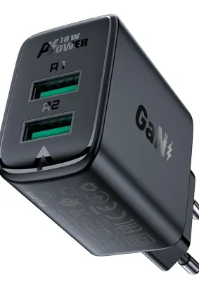 ACEFAST ładowarka sieciowa 2 x USB 3A QC18W A33 czarna