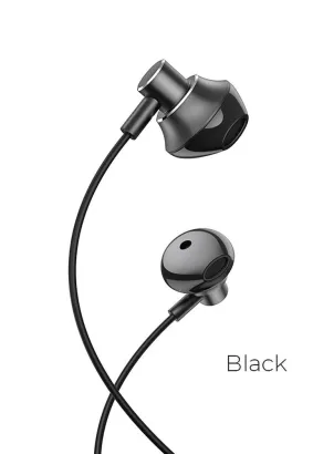 HOCO zestaw słuchawkowy / słuchawki dokanałowe jack 3,5mm z mikrofonem M75 czarne