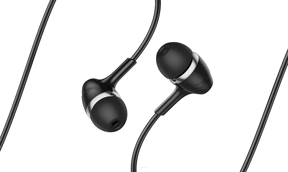 HOCO zestaw słuchawkowy / słuchawki dokanałowe jack 3,5mm z mikrofonem M76 Maya czarne.