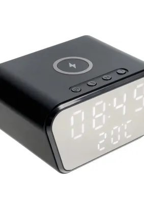 Ładowarka indukcyjna 15W CFNZ01 z zegarkiem i termometrem czarna