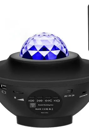 Projektor GWIAZD LED / Disco z głosnikiem bluetooth + pilot + USB BTM0504 / HD-SPL czarny