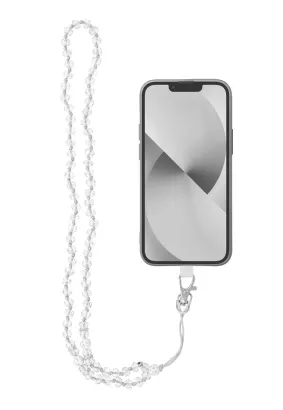 Zawieszka CRYSTAL DIAMOND do telefonu / długość sznura 74cm (37cm w pętli) / na szyję - biały