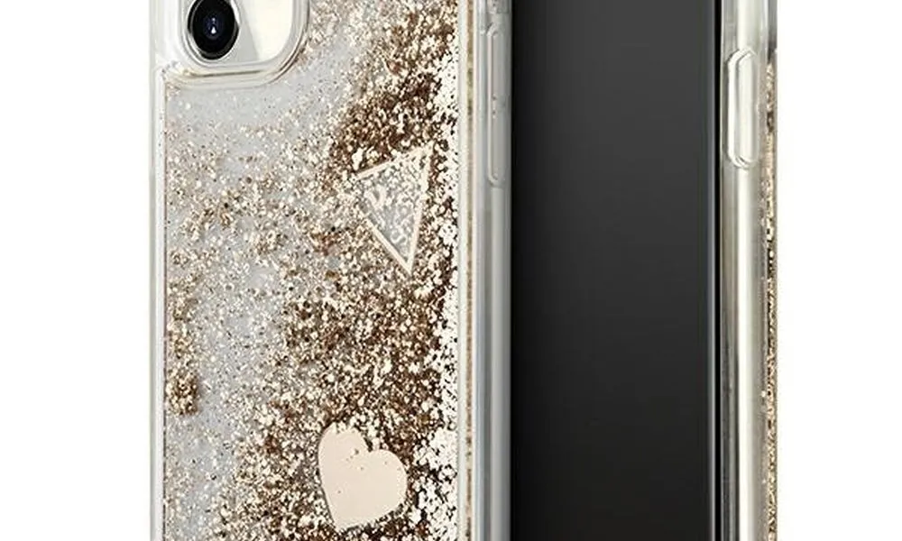 Oryginalne Etui GUESS Hardcase GUOHCN61GLHFLGO do iPhone 11 (Liquide Glitter Charms / złoty)