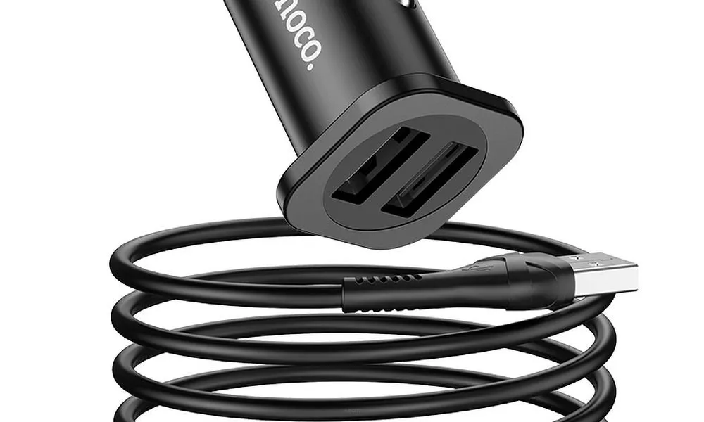 HOCO ładowarka samochodowa 2 x USB + kabel Micro Wise Road NZ4,8A 24W black