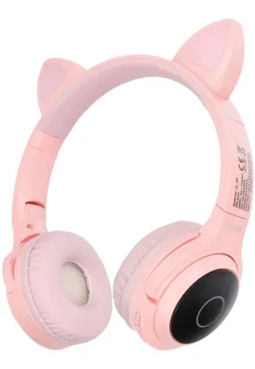 Słuchawki nagłowne bezprzewodowe CAT EAR model XY-203 różowe
