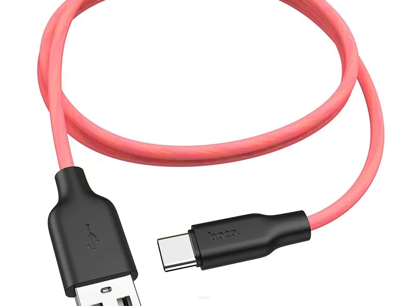 HOCO kabel USB - Typ C  Plus Silicone X21 1 metr czarno-czerwony.
