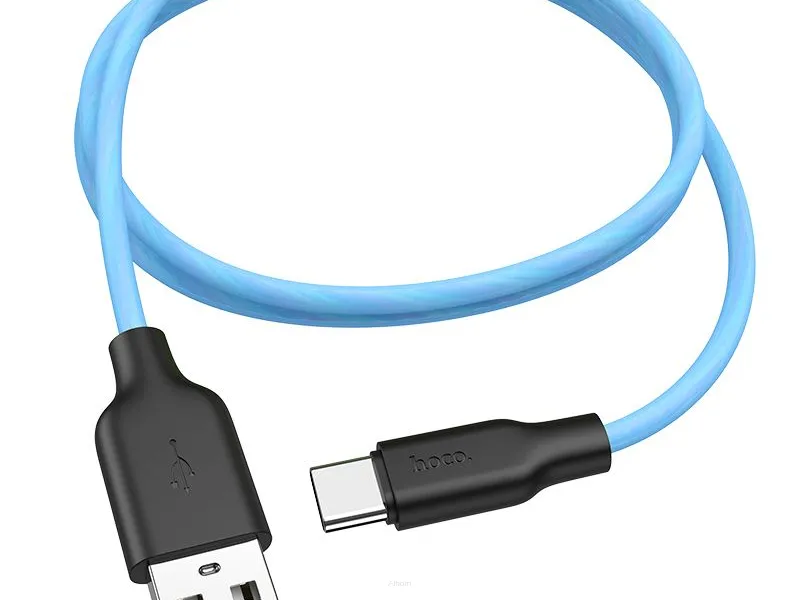HOCO kabel USB - Typ C  Plus Silicone X21 1 metr czarno-niebieski.