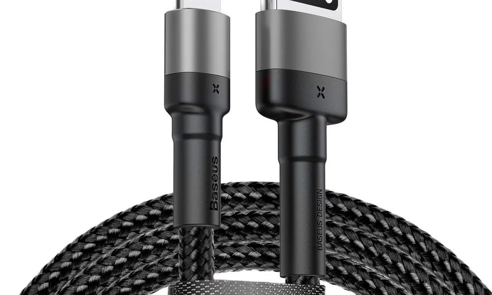 BASEUS kabel USB Cafule do iPhone Lightning 8-pin 2,4A CALKLF-GG1 1 metr szaro-czarny