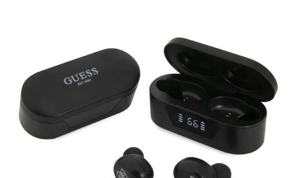 Słuchawki bezprzewodowe / bluetooth Stereo TWS GUESS Digital BT5 Classic + stacja dokująca / czarny (GUTWST31EK)