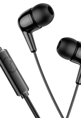HOCO zestaw słuchawkowy / słuchawki dokanałowe jack 3,5mm z mikrofonem M97 czarne