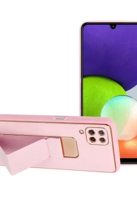 Futerał LEATHER Case Kickstand do SAMSUNG Galaxy A12 różowy