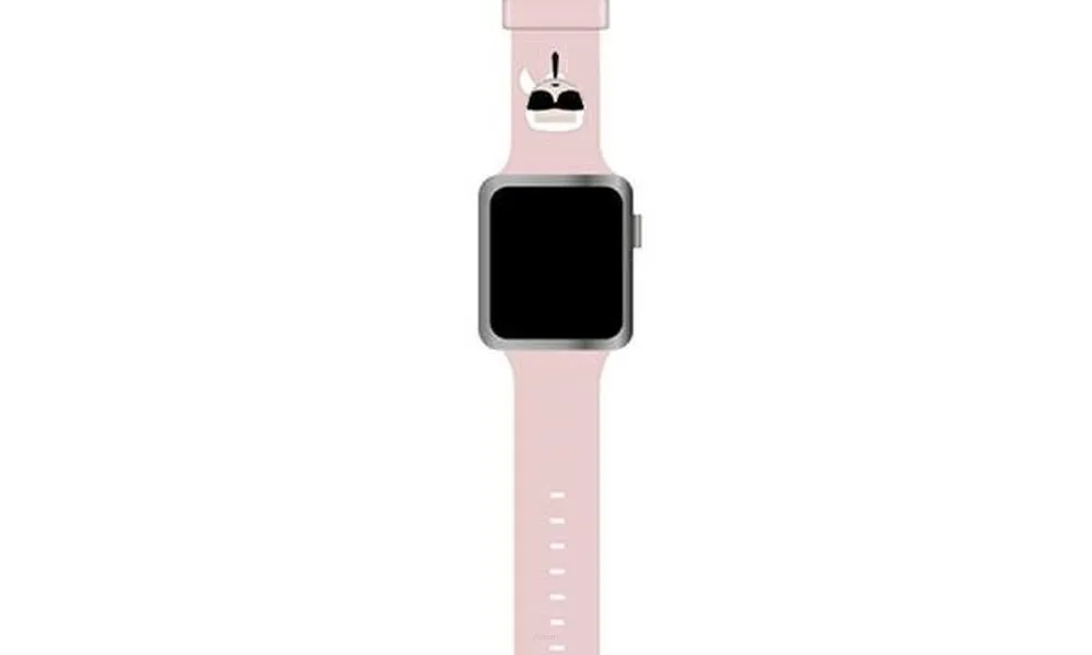 Pasek do Apple Watch silikonowy Karl Lagerfeld HEAD 42/44mm KLAWLSLKP różowy