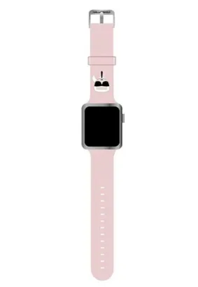 Pasek do Apple Watch silikonowy Karl Lagerfeld HEAD 42/44mm KLAWLSLKP różowy