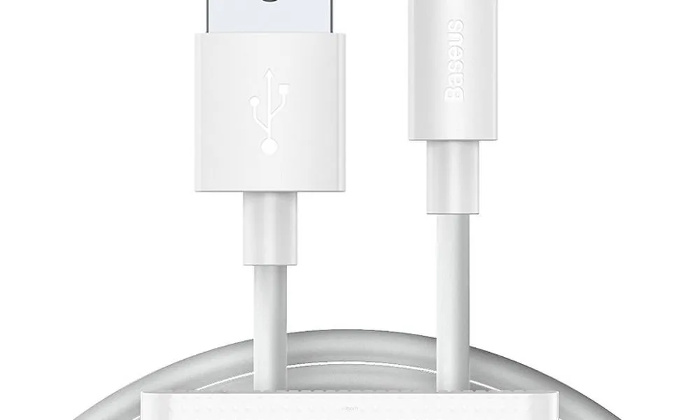 BASEUS kabel USB do Apple Lightning 8-pin 2,4A Simple Wisdom TZCALZJ-02 1,5 metra biały 2 sztuki w zestawie