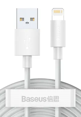 BASEUS kabel USB do Apple Lightning 8-pin 2,4A Simple Wisdom TZCALZJ-02 1,5 metra biały 2 sztuki w zestawie