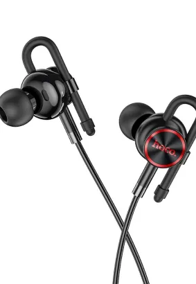 HOCO zestaw słuchawkowy / słuchawki dokanałowe jack 3,5mm z mikrofonem M84 czarne