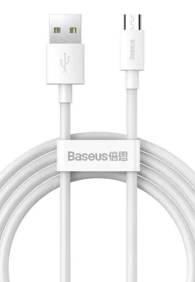 BASEUS kabel USB do Micro 2,41 Simple Wisdom TZCAMZJ-02 1,5 metra biały 2 sztuki w zestawie