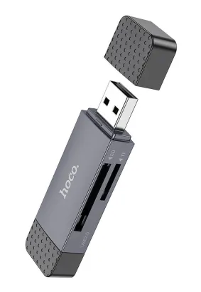 HOCO czytnik kart pamięci 2w1 USB A + Typ C 3.0 HB45 szary