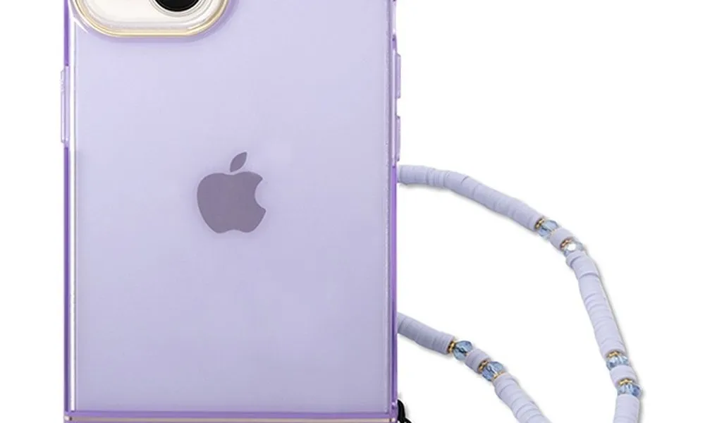 Oryginalne Etui GUESS Hardcase GUHCP14SHGCOHU do iPhone 14 (IML Electro Cam w. Strap Translucent / fioletowy)