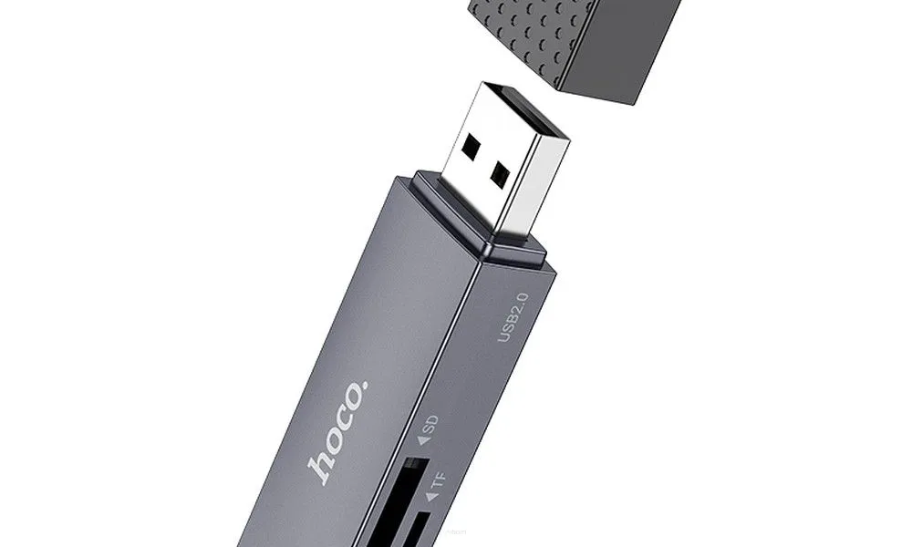 HOCO czytnik kart pamięci USB A 2.0 HB45 szary