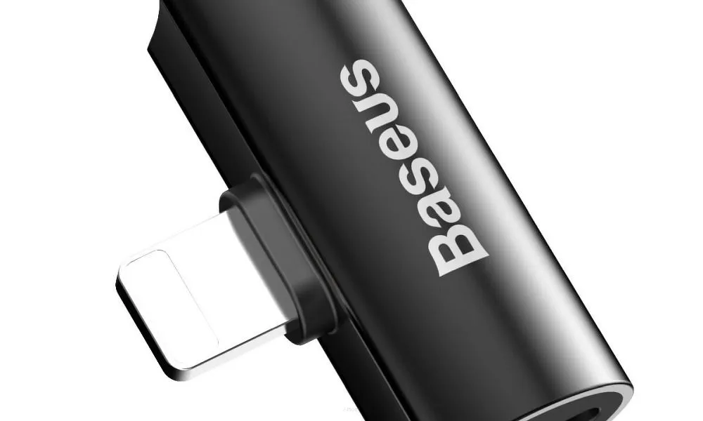 BASEUS adapter audio/HF z iPhone Lightning 8-pin na 2x do iPhone Lightning 8-pin CAL46-01 czarny