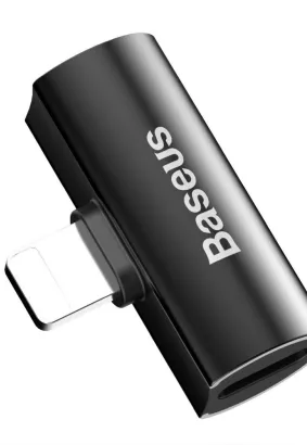 BASEUS adapter audio/HF z iPhone Lightning 8-pin na 2x do iPhone Lightning 8-pin CAL46-01 czarny