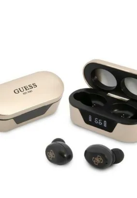Słuchawki bezprzewodowe / bluetooth Stereo TWS GUESS Digital BT5 Classic + stacja dokująca / złoty (GUTWST31ED)