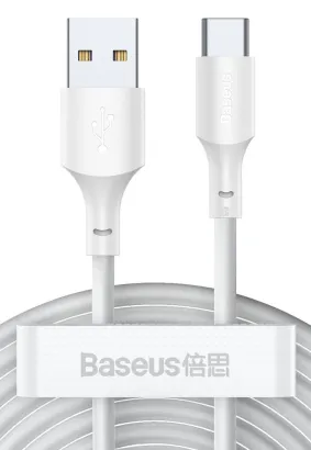 BASEUS kabel USB do Typ C 2,4A  Simple Wisdom TZCATZJ-02 1,5 metra biały 2 sztuki w zestawie