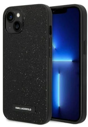 Oryginalne Etui KARL LAGERFELD Hardcase KLHCP14SG2ELK do iPhone 14 (Solid Glitter Plaque Logo / czarny)