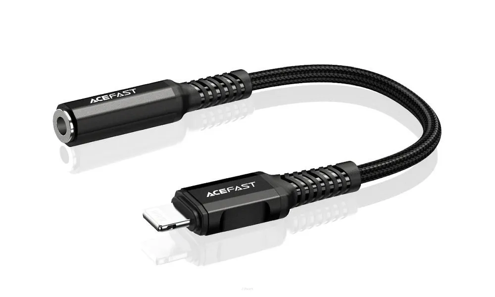 ACEFAST kabel audio do iPhone Lightning 8-pin - Jack 3,5mm (damski) MFi ze stopu aluminium C1-05 18 cm czarny