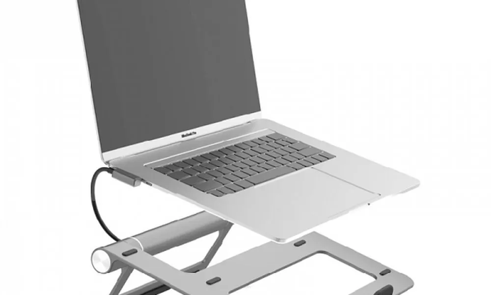 WiWU - Aluminiowa podstawka do laptopa ze stacją dokującą (USB-C*2+USB3.0*2+SD/TF+RJ45+HDMI (4k30Hz))
