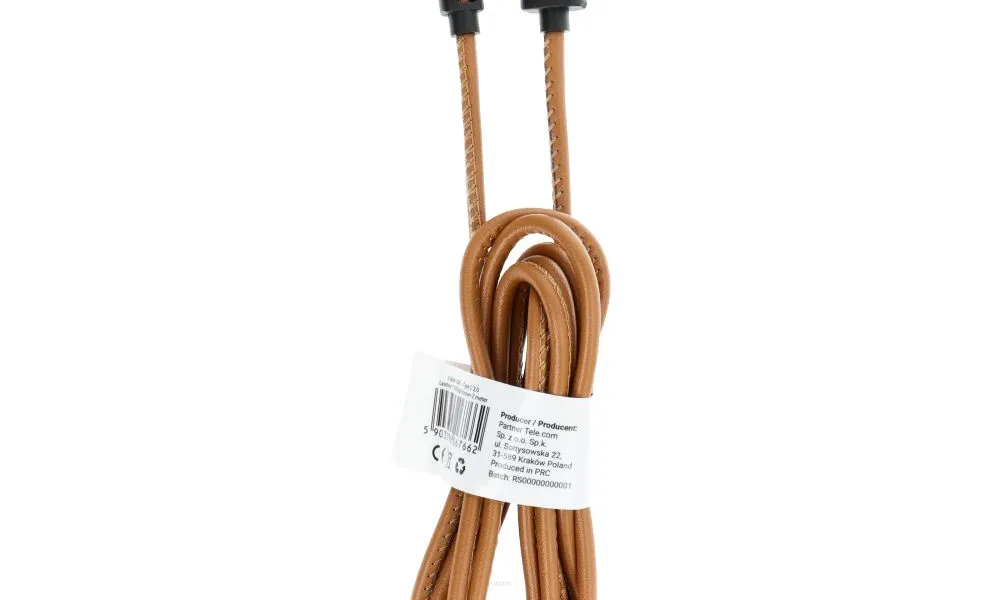 Kabel USB - Typ C 2.0 Leather C183 2 metry jasno brązowy