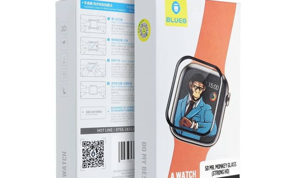 Szkło Hartowane 5D Mr. Monkey Glass - do Apple Watch SE / SE 2 44MM czarny (Strong HD)