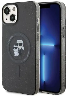 Oryginalne Etui KARL LAGERFELD Hardcase KLHMP15SHGKCNOK do iPhone 15 (Glitter + MAG / czarny)