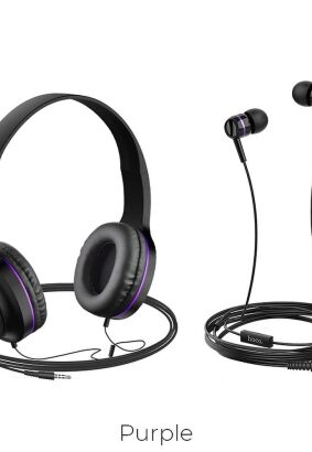 HOCO zestaw słuchawkowy / słuchawki nagłowne W24 fiolet.