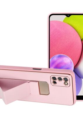 Futerał LEATHER Case Kickstand do SAMSUNG Galaxy A03S różowy